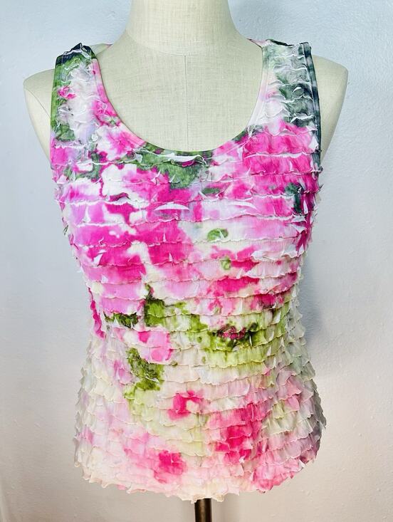 Unbranded Tops - Pink & Green Tiered Ruffle Fairy Tank Top Medium Cottage Y2K